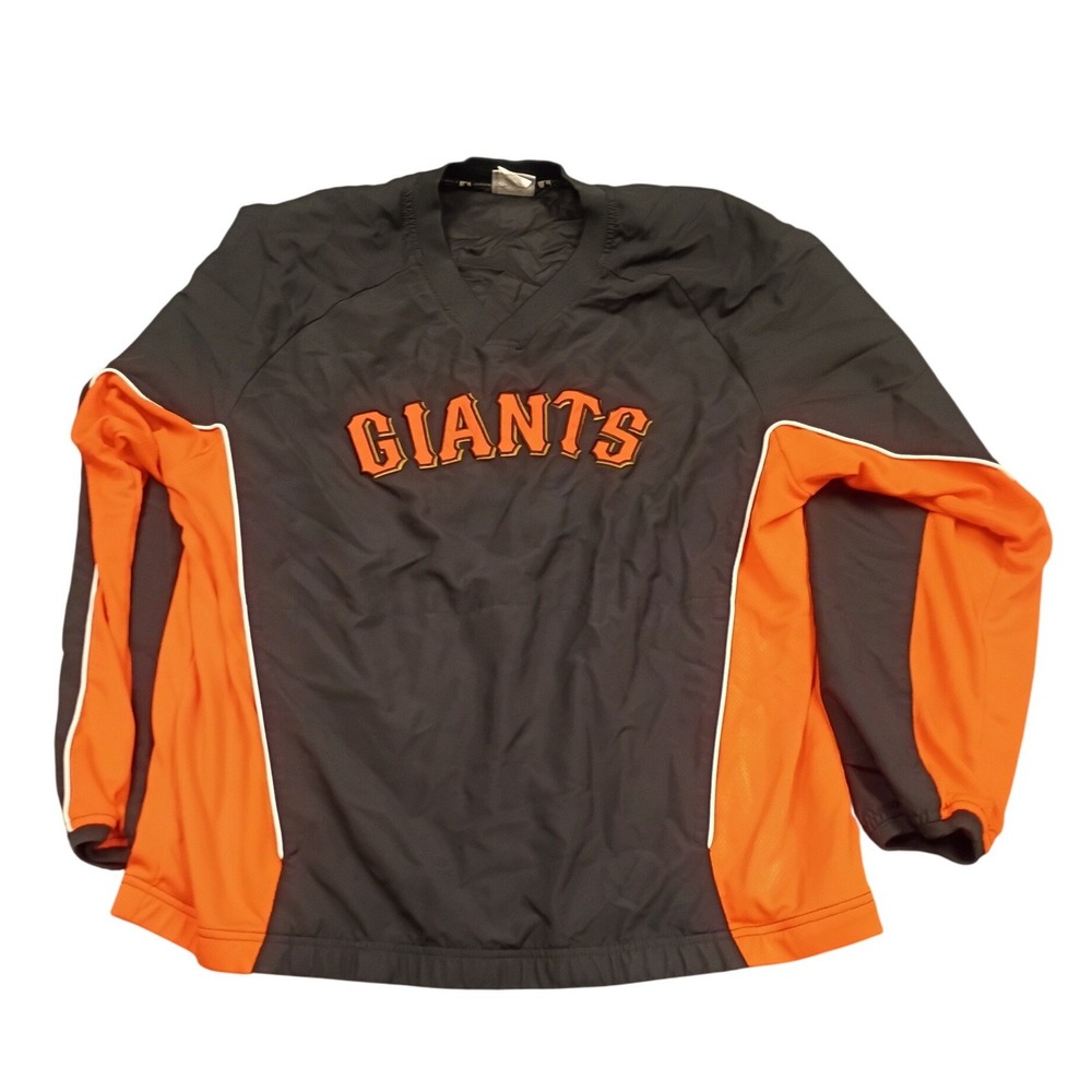 MLB San Francisco Giants Batting Jacket Men XL Black Orange Pullover Windbreaker